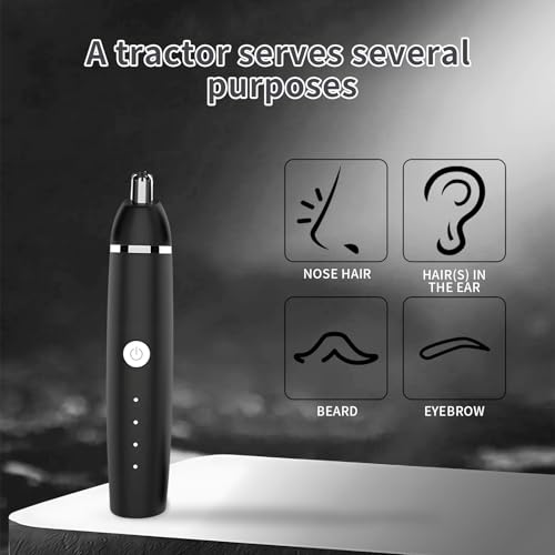 Nose Hair Trimmer for Men and Women, Portable, Waterproof and Rechargeable for Ears, Face (Black)