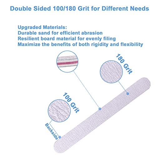 50 Pcs Double-Sided Nail Files - 100/180 Grit Emery Boards for Acrylic & Natural Nails