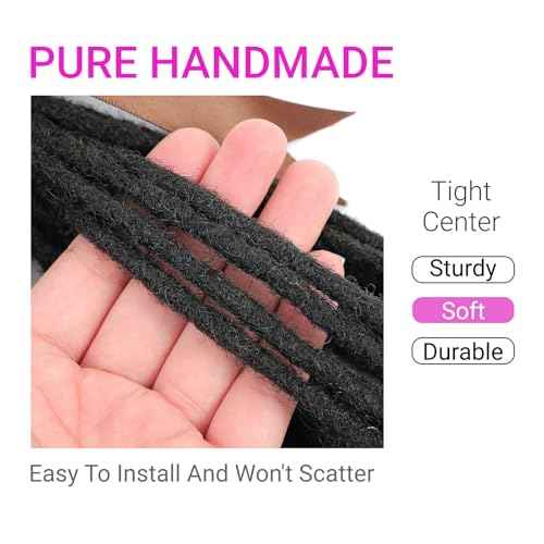 0.6 cm Width 8 Inch 30 Strands Human Hair Loc Extensions, Natural Black 100% Full Handmade Permanent Real Human Hair Dreadlock Extensions for Women/Men/Kids Can Be Dyed Bleached Curled Twisted