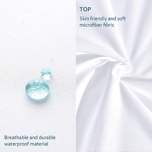 Waterproof Mattress Protector Full Size,Mattress Cover Protector, Smooth Top Mattress Protector for Kids, Breathable Skin Friendly and Noiseless Fitted Sheet,Full Size,Polyester