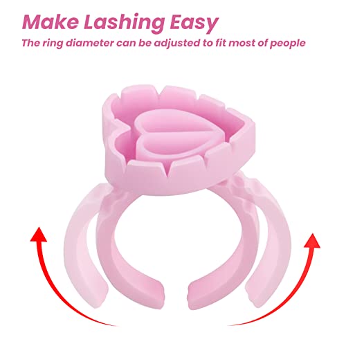 Eyelash Extension Glue Rings, 200pcs Heart Shaped Lash Cups