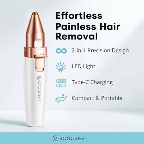 Rechargeable Facial Hair Remover for Women - 2-in-1 Razor with LED Light