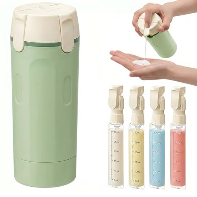 4-in-1 Travel Dispenser Bottle Set - Leak-Proof & Refillable