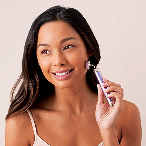 Plum Beauty Facial Massager helps Smoothen Fine Lines and Wrinkles with Our Facial Skin Rose Quartz Vibrating Massager that will Tighten, Tone & Relax Skin, Lavender