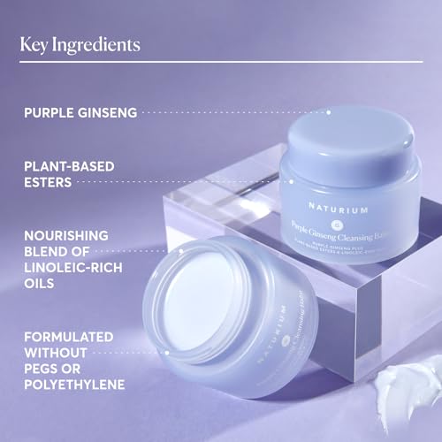 Naturium Purple Ginseng Cleansing Balm 3 oz - Plant-Based Face Wash, Vegan & Cruelty-Free