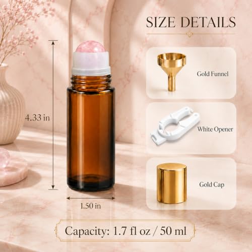 Rose Quartz Roller Bottle 50ml | Essential Oil Applicator