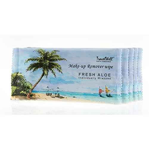 Travel Well Makeup Remover Wipes - 500 Count, Individually Wrapped - Natural Aloe Non-Woven Facial Wipes - Bulk Travel Essentials & Hotel Toiletries