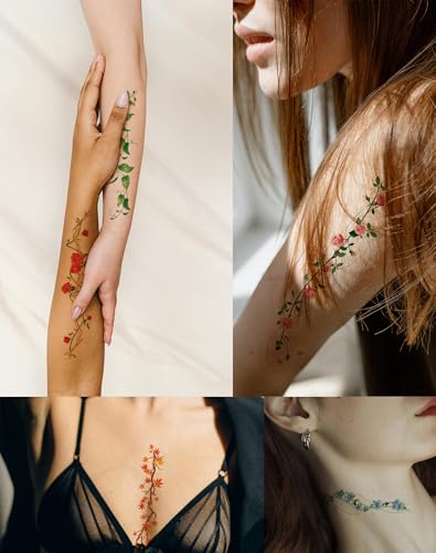 Flower Temporary Tattoos 24 Sheets Water Transfer Stickers