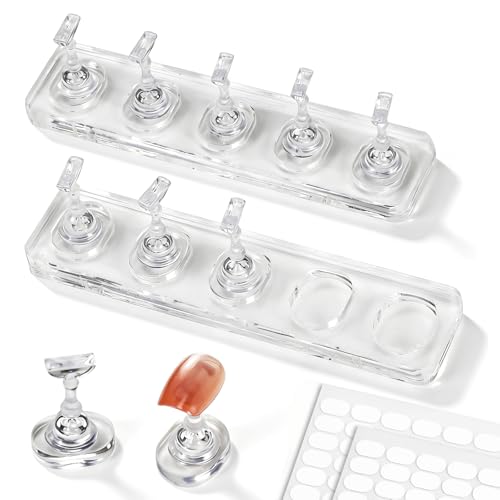 ESUOHYM Clear & White Non-Magnet Nail Stand for Press-On Nails & Art Practice - Large