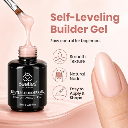 Beetles 8-in-1 Nude Builder Gel in a Bottle - Nail Overlay & Fortifier (15ml)