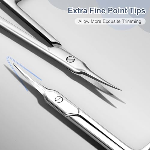ESVIENS Curved Precision Cuticle Scissors - Stainless Steel Manicure Trimmer
