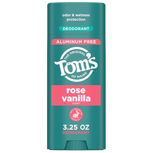 Tom’s of Maine Rose Vanilla Aluminum-Free Natural Deodorant 3.25 oz for Women & Men - Clear, Odor & Wetness Protection