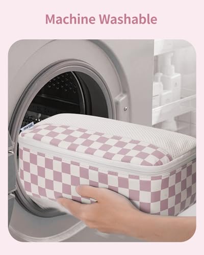 Narwey 7-Piece Checkered Packing Cubes Set for Travel - Dusty Pink
