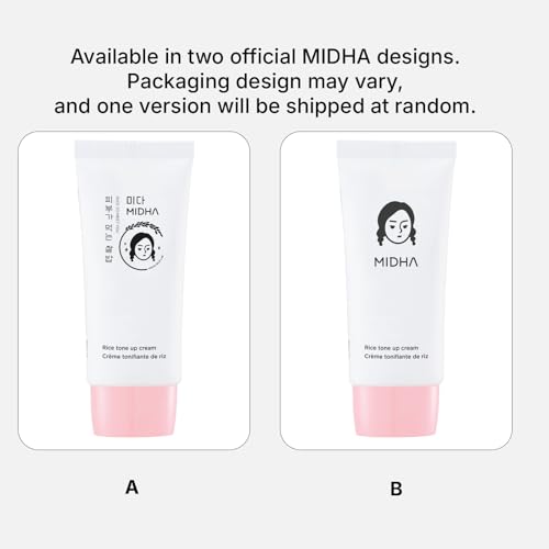 MIDHA RICE TONE UP CREAM, 1.69fl.oz/50ml, Even Skin Tone, Hydrating, Sheer, Natural Tone-Up, No Makeup Natural Tone, Ideal makeup Primer, Non-Sticky Finish, Vegan, Makeup Base