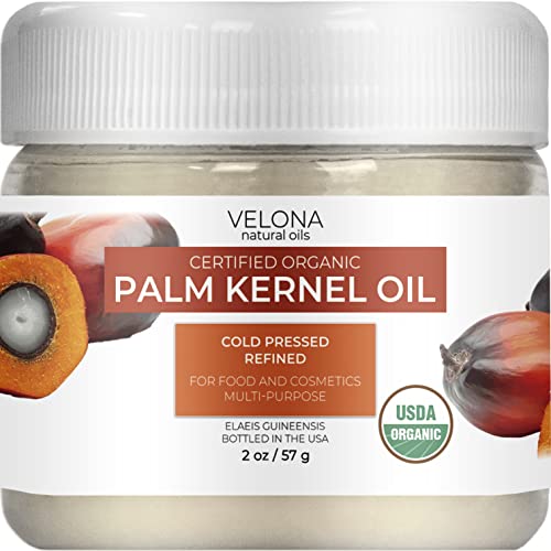 velona USDA Certified Organic Palm Kernel Oil - 2 oz | 100% Pure and Natural Carrier Oil | Refined, Cold Pressed