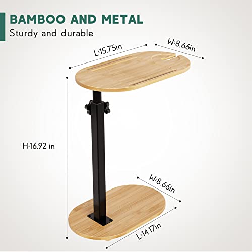 Bamboo Bath Tray with Adjustable Height - Freestanding Bathtub Caddy
