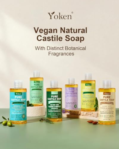 Yoken Organic Almond Castile Liquid Soap 8oz Travel Size - Gentle & Multi-Purpose