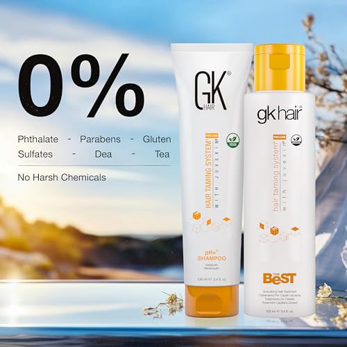 GK HAIR Smoothing Keratin Treatment & pH Clarifying Shampoo Set 3.4 oz – Frizz Control & Shine