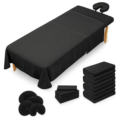 XOLLOZ Black Massage Table Sheets Set - 4-Piece Microfiber 36x77 in