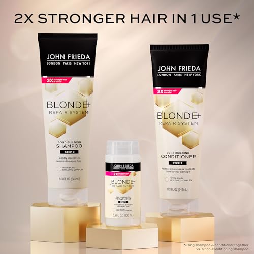 John Frieda Blonde+ Hair Repair System Conditioner, Bond Repair, Conditioner for Damaged Hair, 8.3 Oz