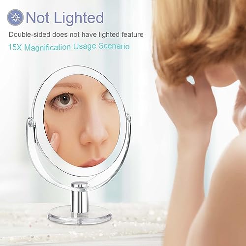 Double Sided Makeup Mirror with 1X/15X Magnification