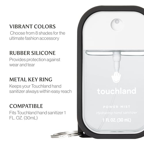 Touchland Silicone Hand Mist Case with Keyring - Jet Black