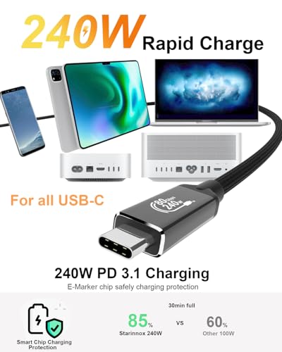 Thunderbolt 5 Cable 10ft 120Gbps USB4 2.0 240W PD3.1