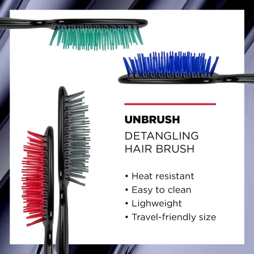 FHI Heat UNbrush Detangling Brush for Pain-Free Brushing on All Wet or Dry Hair Types — Durable DuoFlex Anti-Static Bristles, Lightweight Handle, Vented Hair Brush, Light Blue/Grey