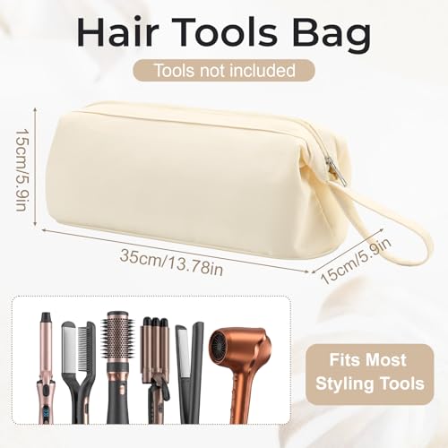 Cunno Beige Travel Hair Tool Bag Compatible with Dyson & Shark Flexstyle