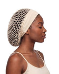 Large Black Mesh Hair Net Wrap with Headband - No Marks