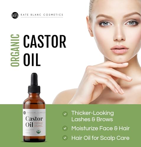 Kate Blanc Organic Castor Oil - Hair, Lash & Skin Care, 2oz
