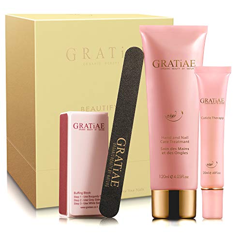 Organic Beauty By Nature Nail buffer Kit/Set - for Salon Quality Manicure - Nail Filing Kit with 3- Step shine Buffer, Cuticle Oil, Hand Lotion - Manicure Set - Green Tea and Ginger