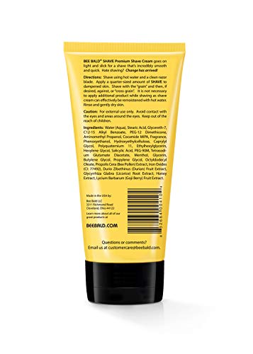 Bee Bald SHAVE Premium Shaving Cream for Men 6 fl oz – Bald Head & Face Care