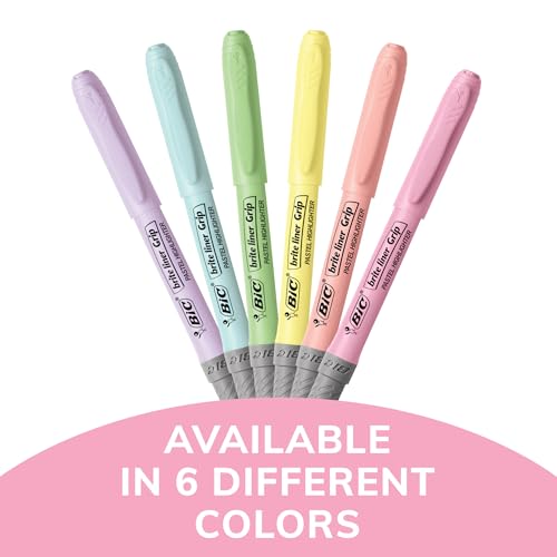 BIC Brite Liner Grip Pastel Highlighters, 6-Count Chisel Tip