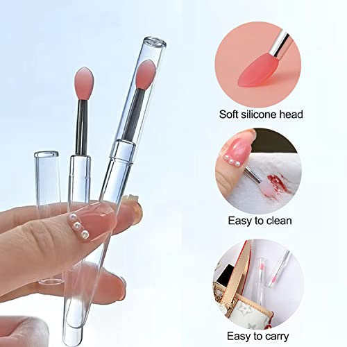 3 Pack Reusable Silicone Lip & Eyeshadow Applicators - Retractable, Washable & Precise