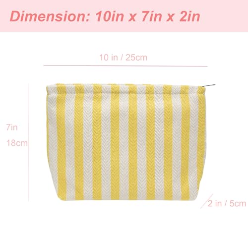 Slim Flat Makeup Bag for Women - Canvas-Lined Cosmetic Pouch