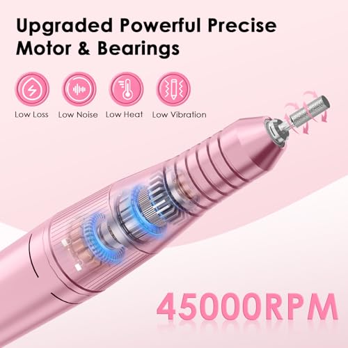 HUGMAPLE Professional 45000RPM Electric Nail Drill Kit - Rechargeable & Portable