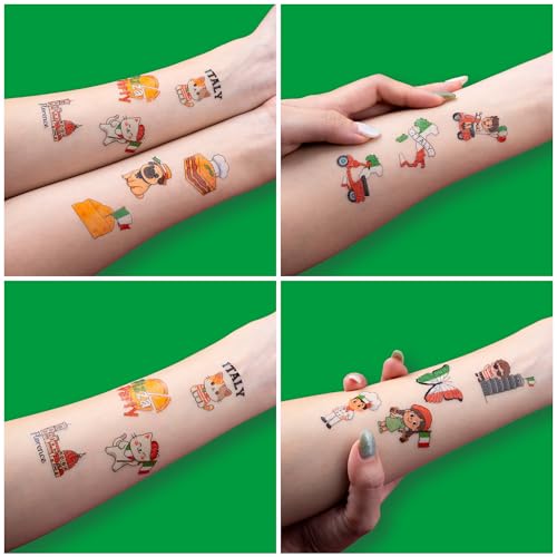96 PCS Italy Flag Pre-Cut Temporary Tattoos for Kids