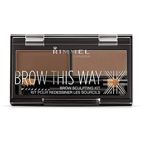 Rimmel Brow This Way Sculpting Kit, Medium Brown, Powder 0.04 Ounce, Wax 0.03 Ounce