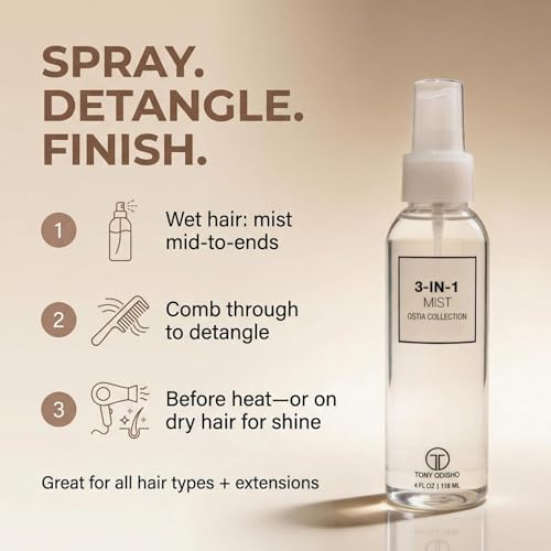 Tony Odisho 3-in-1 Hair Detangler & Shine Spray - 4oz Leave-In Conditioner & Frizz Control