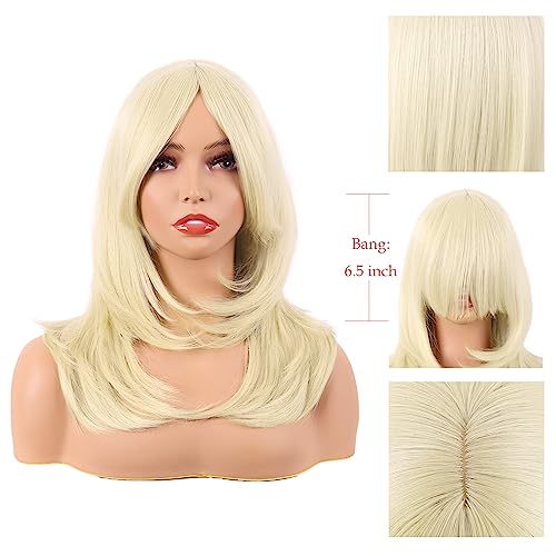 MapofBeauty 20 Inch Light Blonde Layered Straight Wig