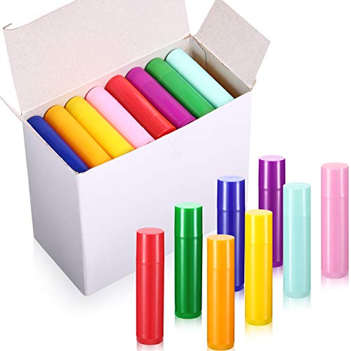 64 Pieces 5ml Empty Lip Balm Tubes, 8 Colors Refillable DIY