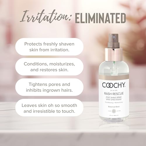 Coochy Rash Rescue Post Shave Spray - Natural Hydrating Body Mist with Botanical Extracts - 4 fl oz / 118 mL (Pack of 1)
