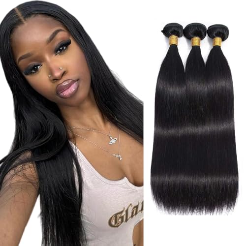 Brazilian Straight Hair Bundles 18 20 22 inch Natural Black