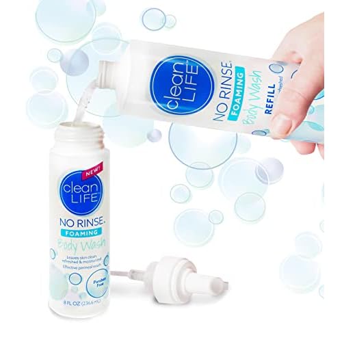 No-Rinse Foaming Body Wash - Waterless Foam Cleanser for Elderly, Adults, Kids, Infants & Caregiver - Rinse-Free for Sensitive Skin - Travel Size- Refreshed & Moisturized Skin - 8 fl oz (Pack of 3)