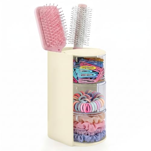 Rotating Hair Accessories Organizer, 3-Tier Makeup Brush Holder