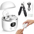 Lictin Electric Nail Clipper & Trimmer Set with 2.5x Magnifier, LED Light, 3 Speeds – White