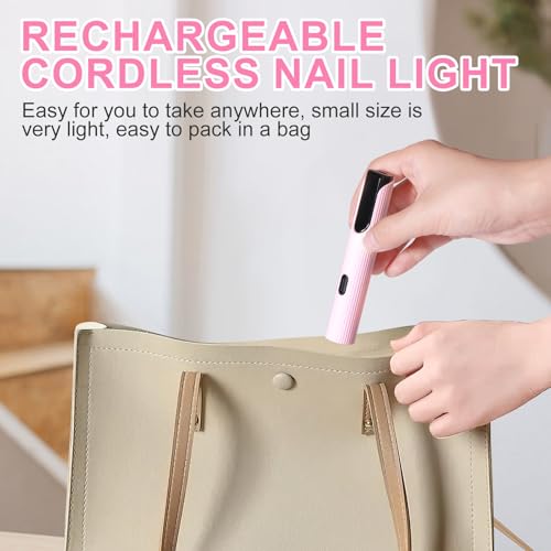 Cordless UV LED Nail Lamp with LCD Display for Gel Nails - Travel & Home Use