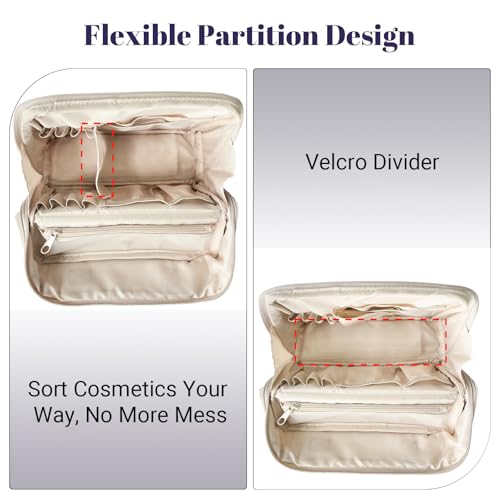 Large Waterproof Makeup Bag with Clear Dividers & Handle