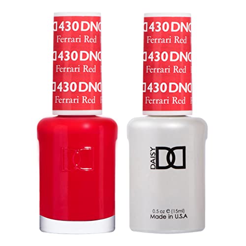 DND Red Gel Nail Polish Duo Set - UV/LED & Matching Lacquer (0.5 oz)